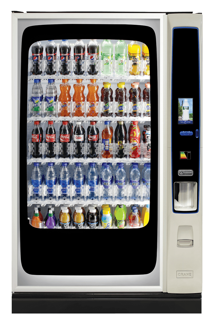 Glass-fronted cold drink vending machine